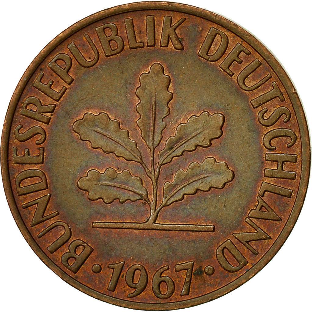 Monnaie, République fédérale allemande, 2 Pfennig, 1967, Munich, TTB, Bronze