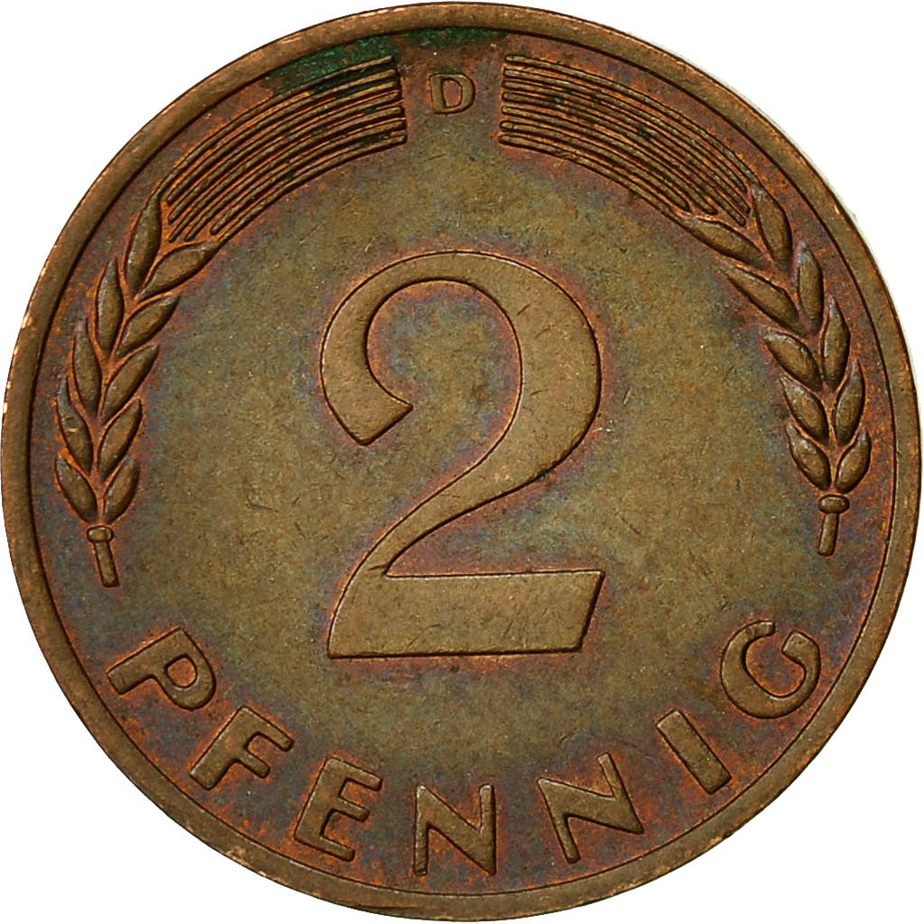 Monnaie, République fédérale allemande, 2 Pfennig, 1967, Munich, TTB, Bronze