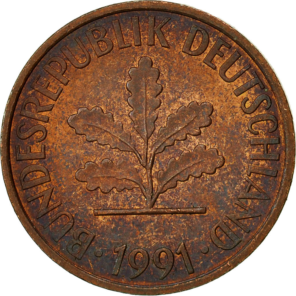 Münze, Bundesrepublik Deutschland, 2 Pfennig, 1991, Hambourg, S, Copper Plated