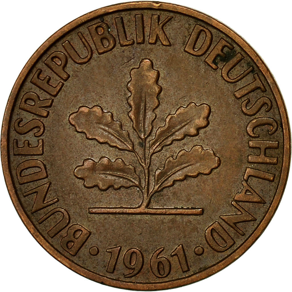 Moneta, GERMANIA - REPUBBLICA FEDERALE, 2 Pfennig, 1961, Hambourg, BB, Bronzo