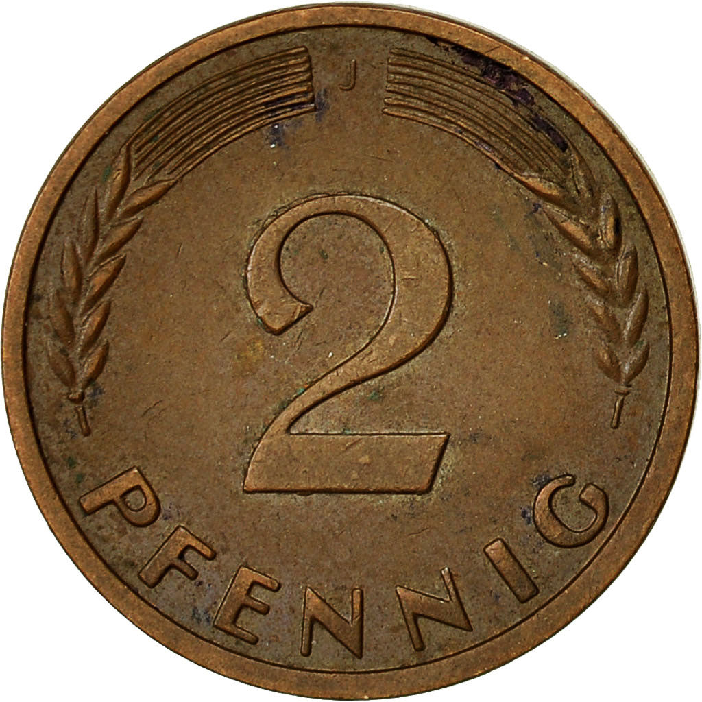 Moneta, GERMANIA - REPUBBLICA FEDERALE, 2 Pfennig, 1961, Hambourg, BB, Bronzo