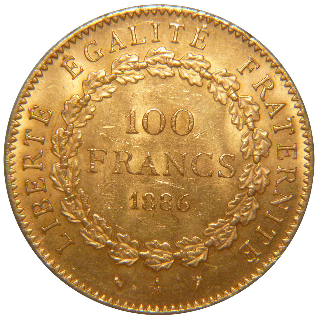 FRANCE, Génie, 100 Francs, 1886, Paris, AU(55-58), Gold, Gadoury #1137, 32.20