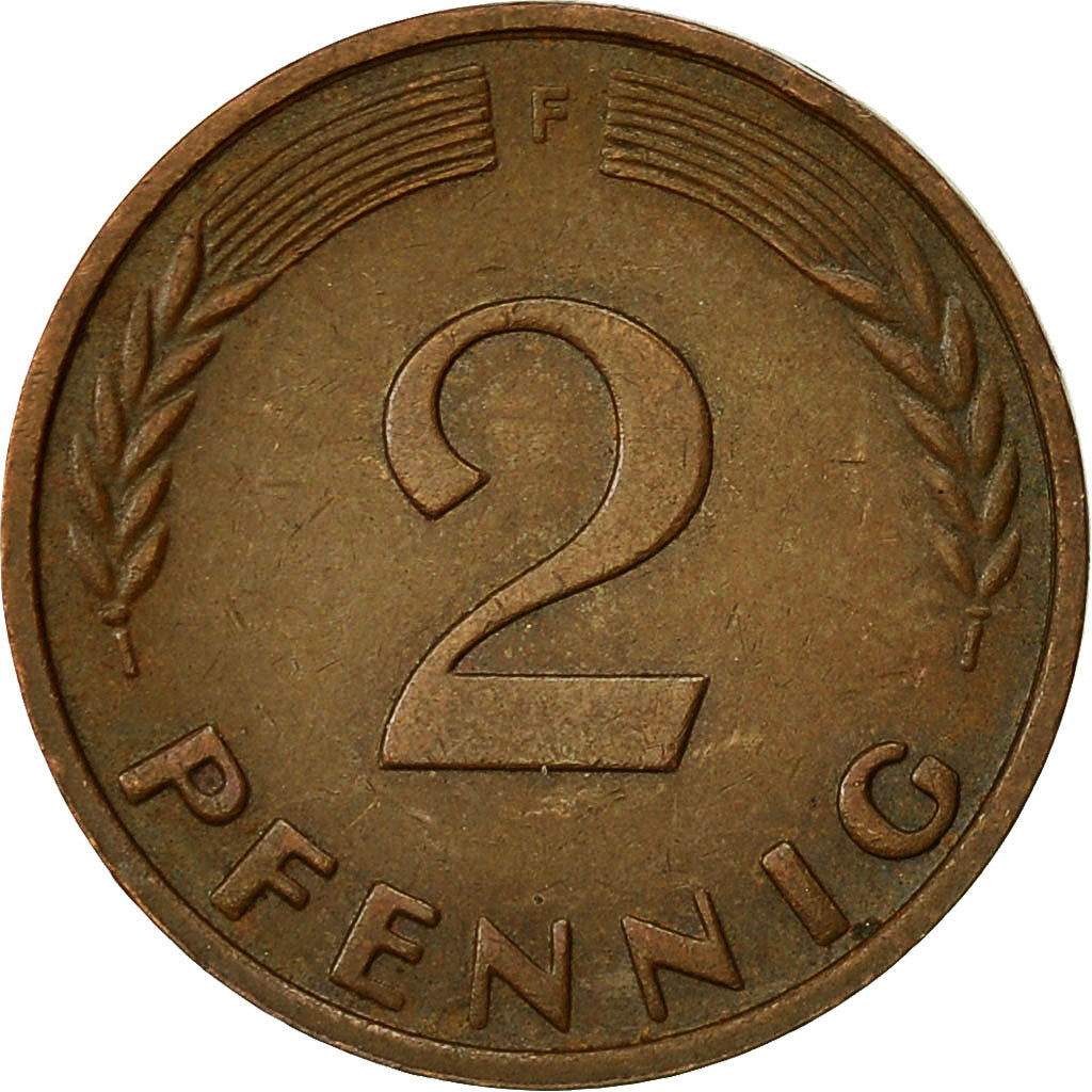Coin, GERMANY - FEDERAL REPUBLIC, 2 Pfennig, 1961, Stuttgart, EF(40-45), Bronze