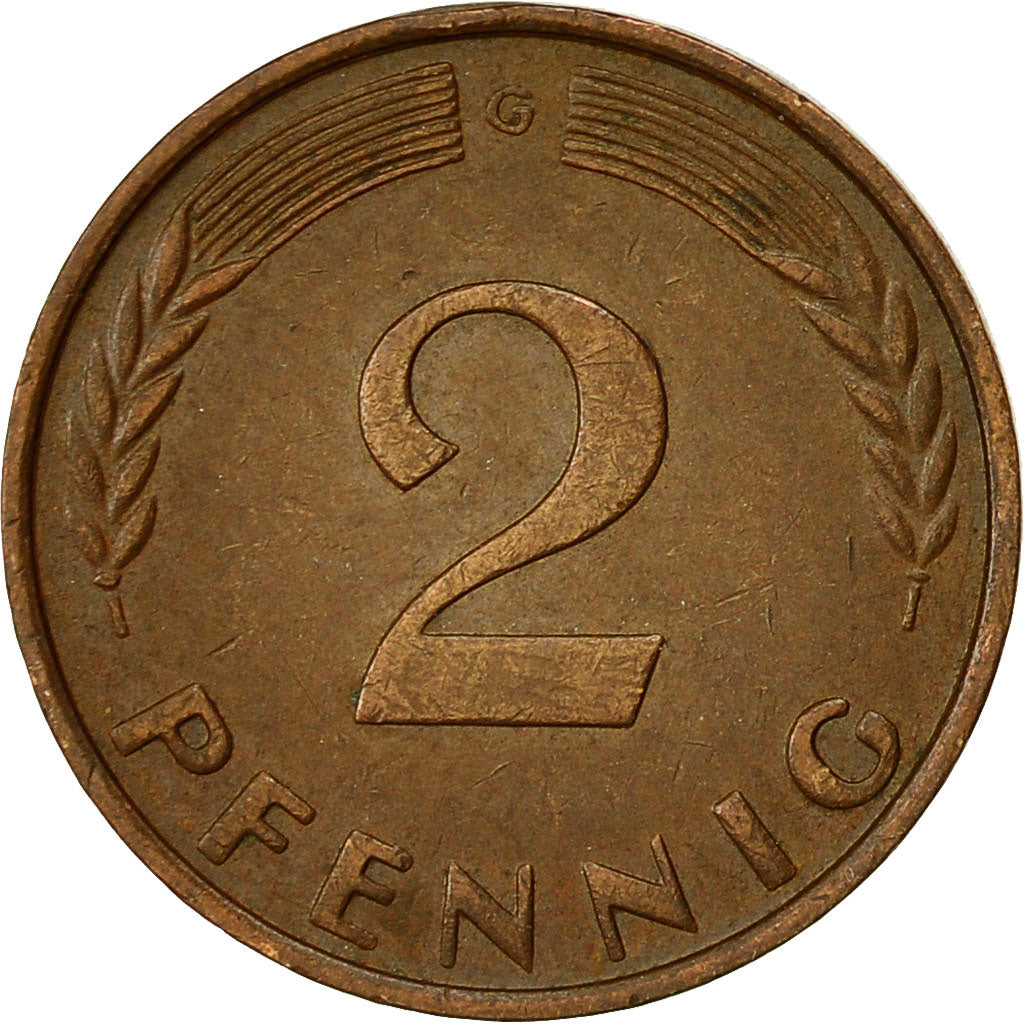 Münze, Bundesrepublik Deutschland, 2 Pfennig, 1961, Karlsruhe, SS, Bronze