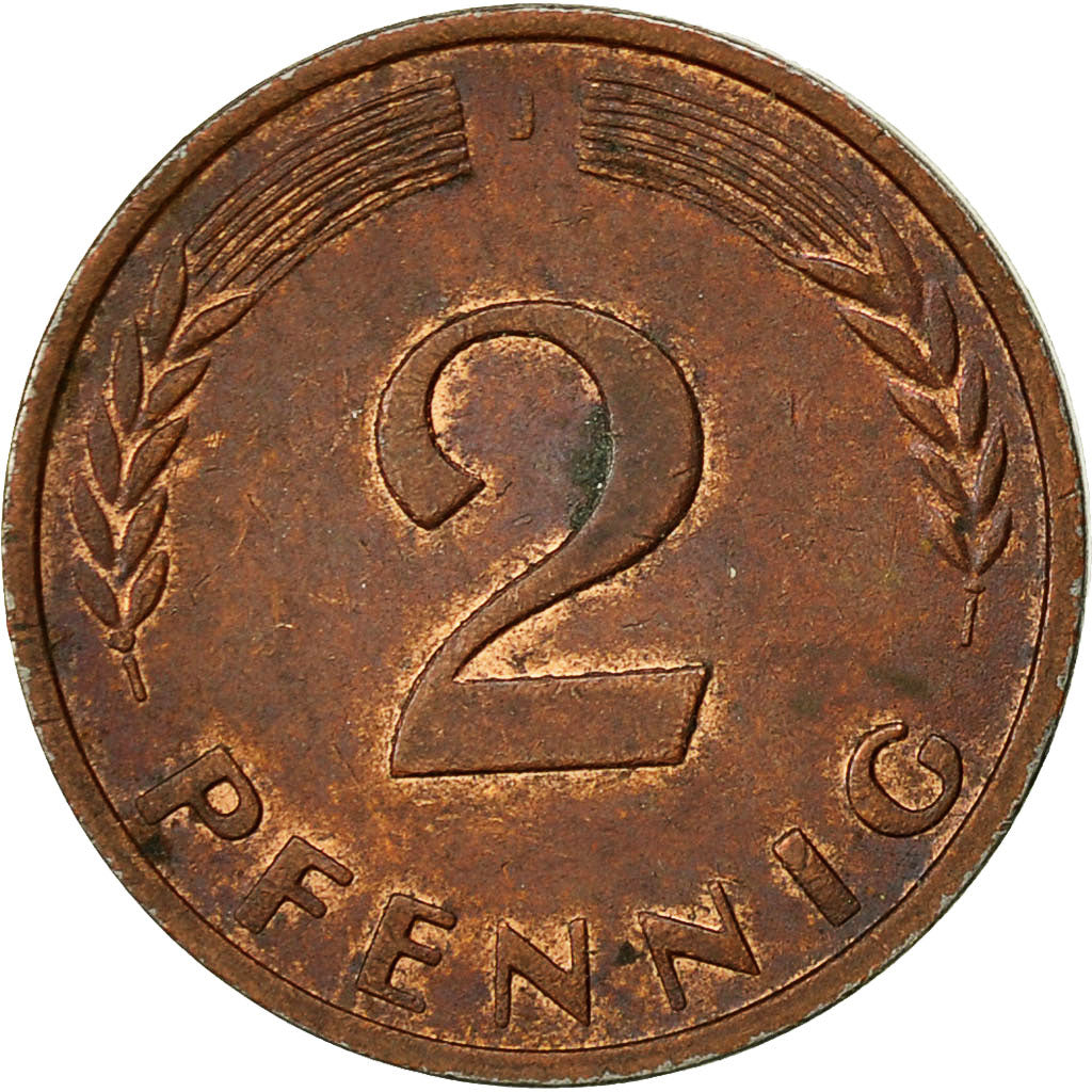 Coin, GERMANY - FEDERAL REPUBLIC, 2 Pfennig, 1970, Hambourg, AU(55-58), Copper