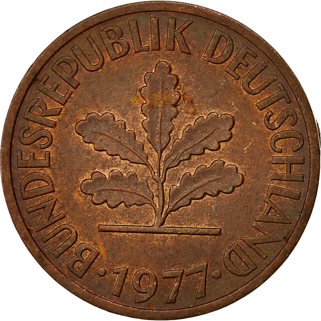 Coin, GERMANY - FEDERAL REPUBLIC, 2 Pfennig, 1977, Karlsruhe, AU(50-53), Copper