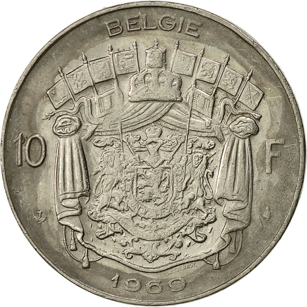 Munten, België, 10 Francs, 10 Frank, 1969, Brussels, FR+, Nickel, KM:156.1