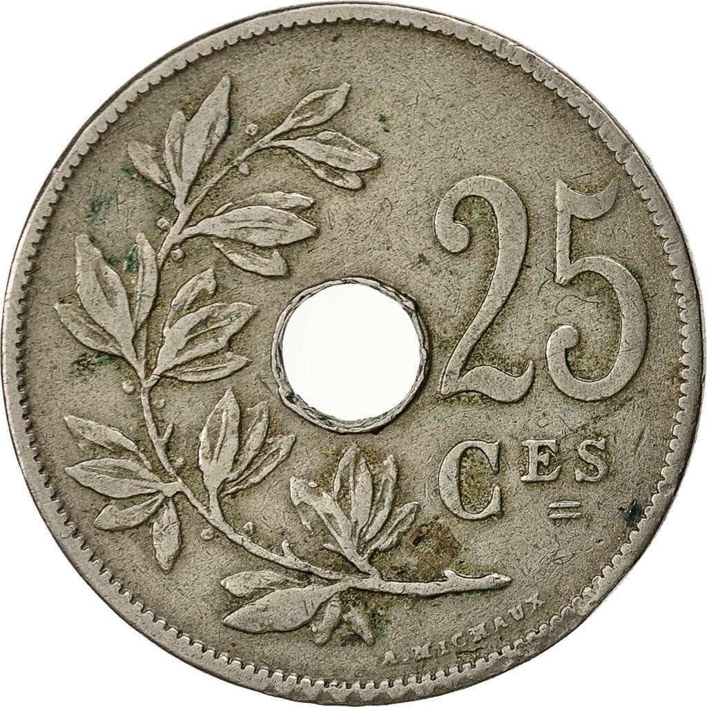 Coin, Belgium, 25 Centimes, 1909, EF(40-45), Copper-nickel, KM:62
