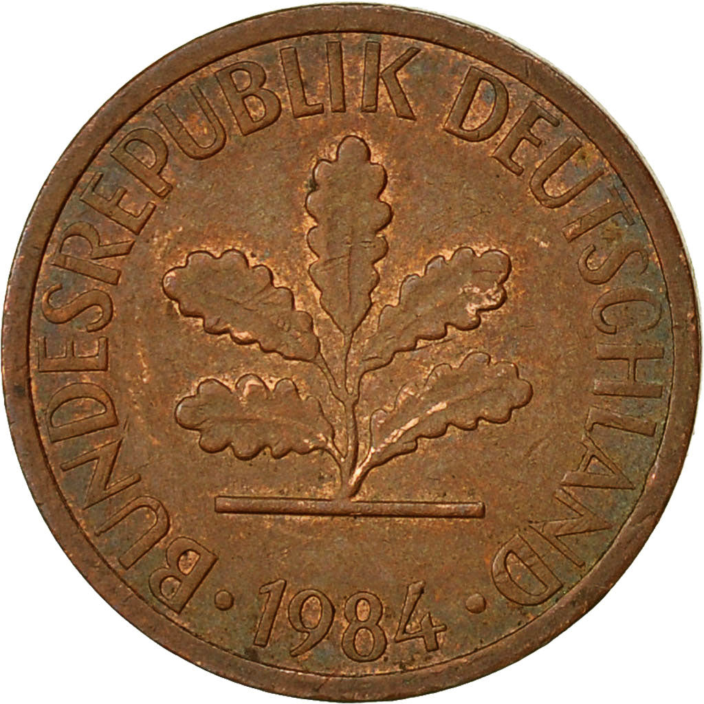 Coin, GERMANY - FEDERAL REPUBLIC, Pfennig, 1984, Hambourg, AU(50-53), Copper