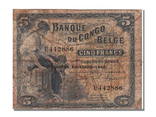 Banknote, Belgian Congo, 5 Francs, 1944, 1944-03-10, VF(20-25)