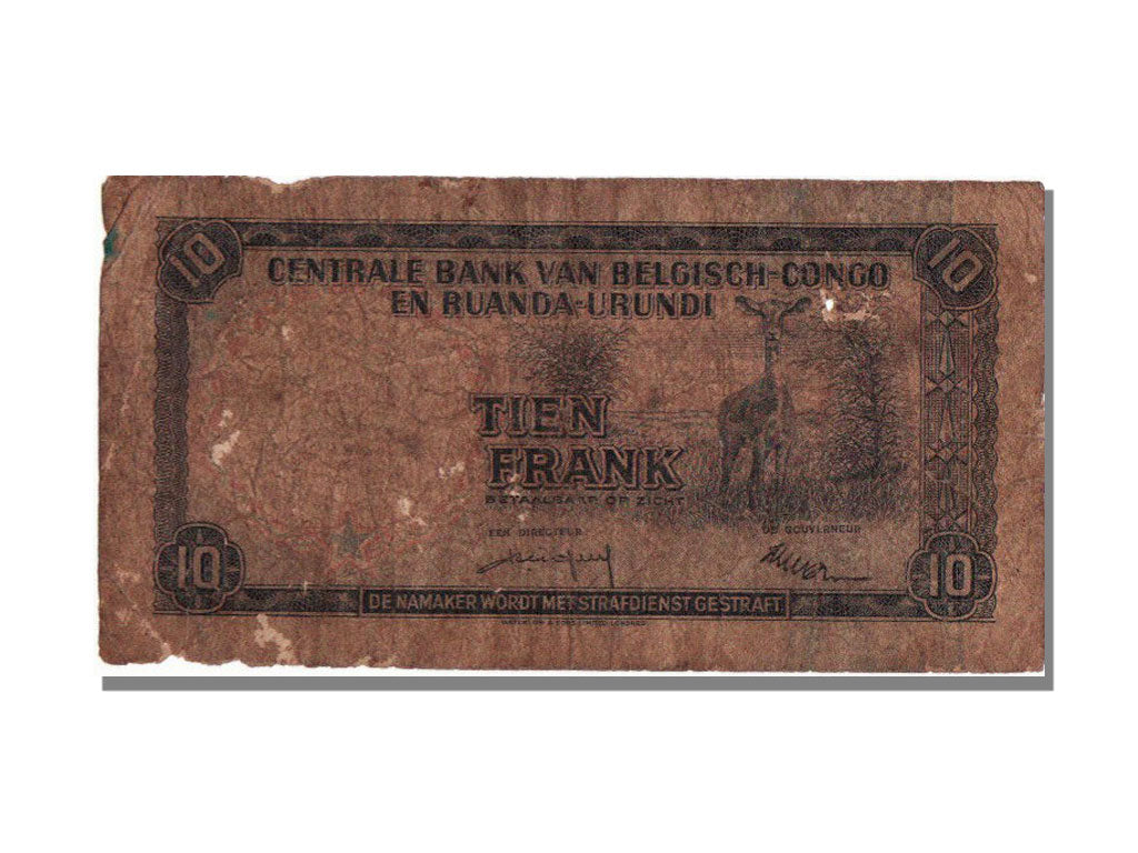 Belgian Congo, 10 Francs, 1957, 1957-03-01, F(12-15), AE 943274