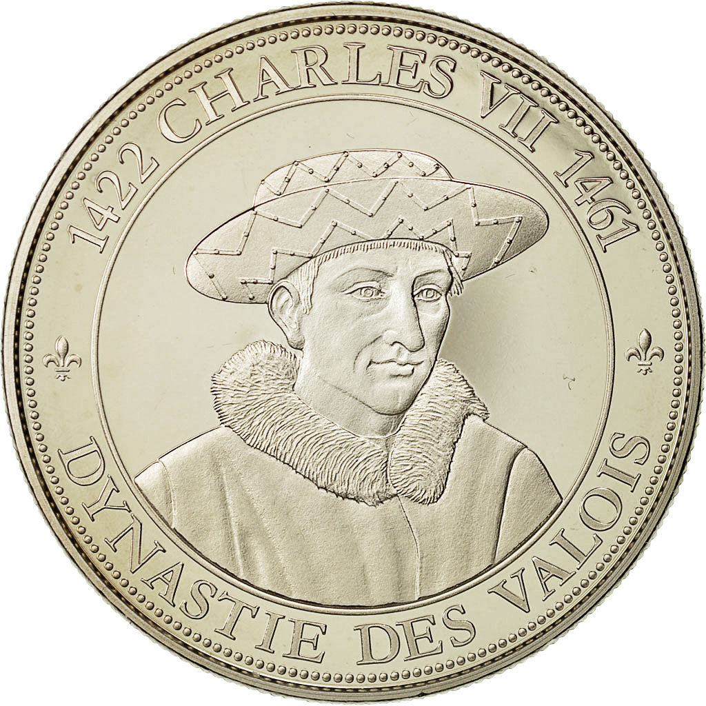 France, Medal, Royal, Charles VII, History, Dynastie des Valois, MS(64), Nickel