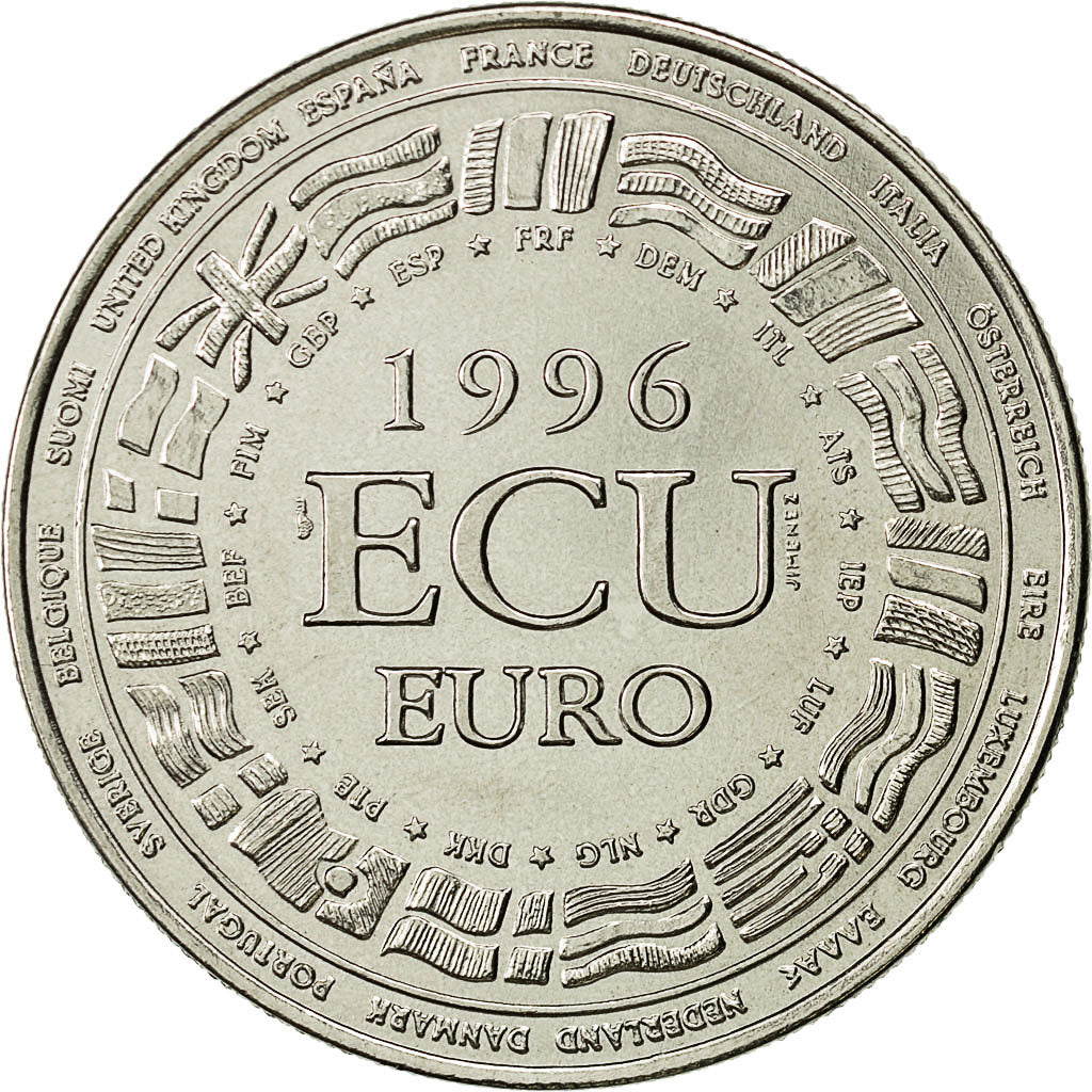 Francja, Medal, Ecu Euro, EUROPA, 1996, MS(64), Miedź-Nikiel