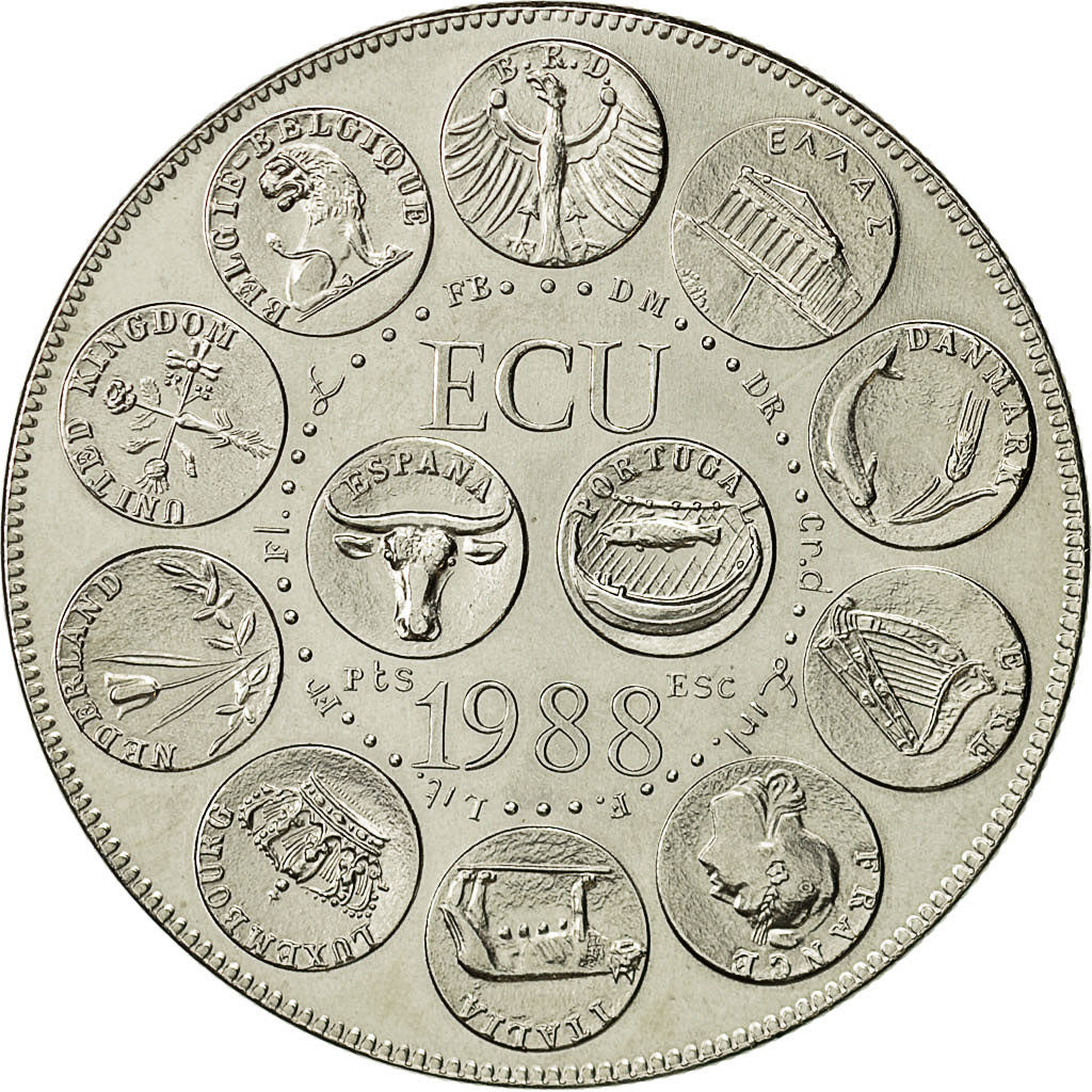 Francja, Medal, Ecu Europa, 1988, MS(64), Miedź-Nikiel