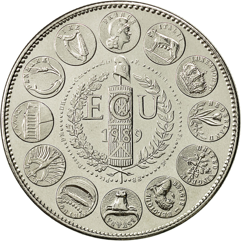 Francja, Medal, Ecu Europa, 1989, MS(64), Miedź-Nikiel