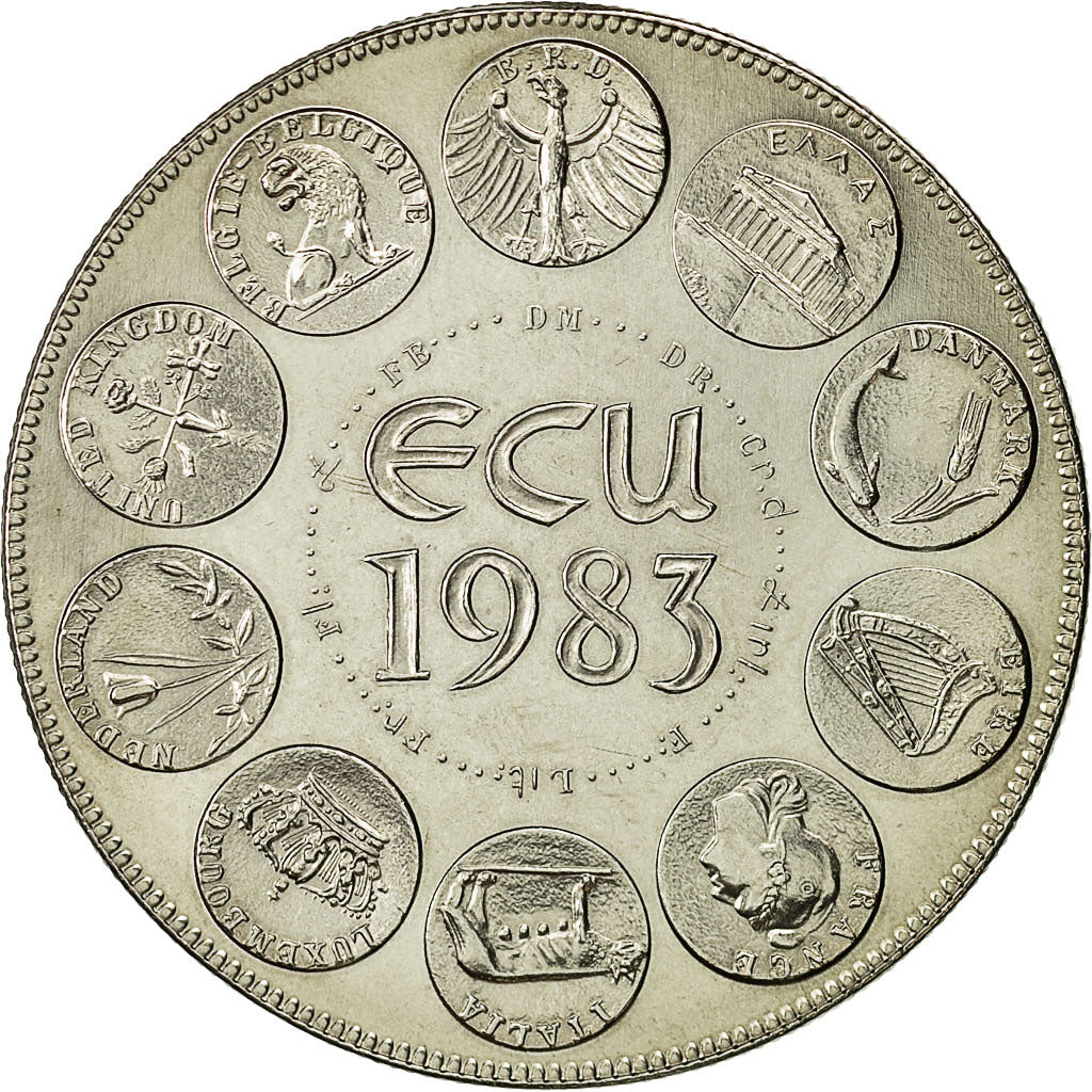 Francja, Medal, Ecu Europa, 1983, MS(64), Miedź-Nikiel