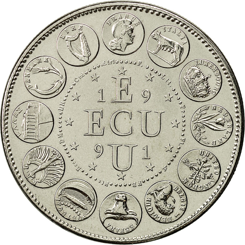 Francja, Medal, Ecu Europa, 1991, MS(64), Miedź-Nikiel