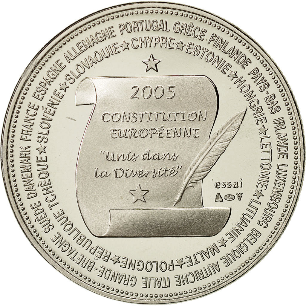 Francia, Medal, European Constitution, 2005, SC+, Cobre - níquel