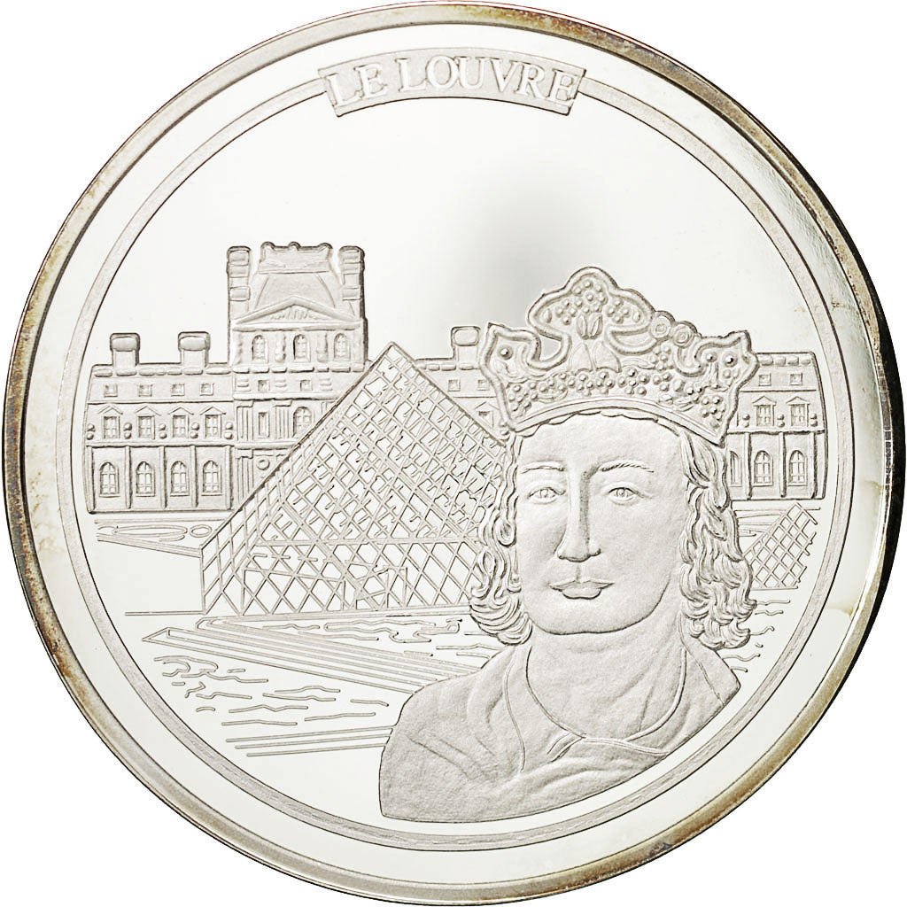 Francja, Medal, Monuments de Paris, Le Louvre, Sztuka i Kultura, AU(55-58)