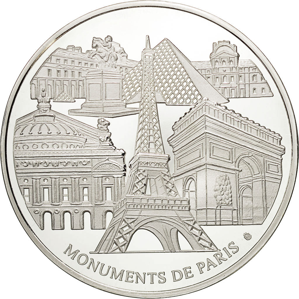 Francja, Medal, Monuments de Paris, Le Louvre, Sztuka i Kultura, AU(55-58)