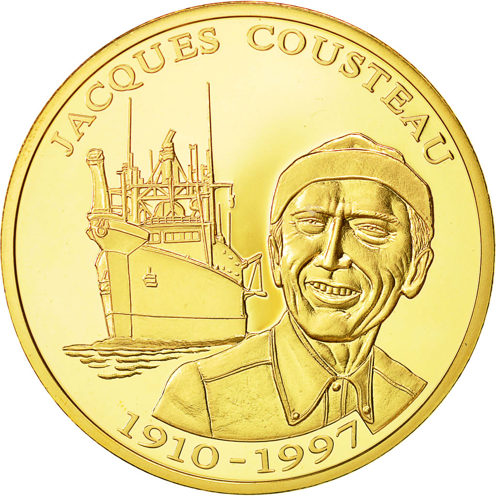 France, Medal, Jacques Cousteau, 1910-1997, History, Histoire de France, SPL+