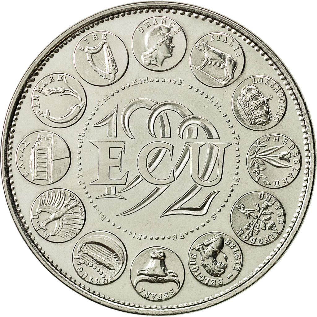 Francja, Medal, Ecu Europa, 1992, MS(63), Miedzionikiel