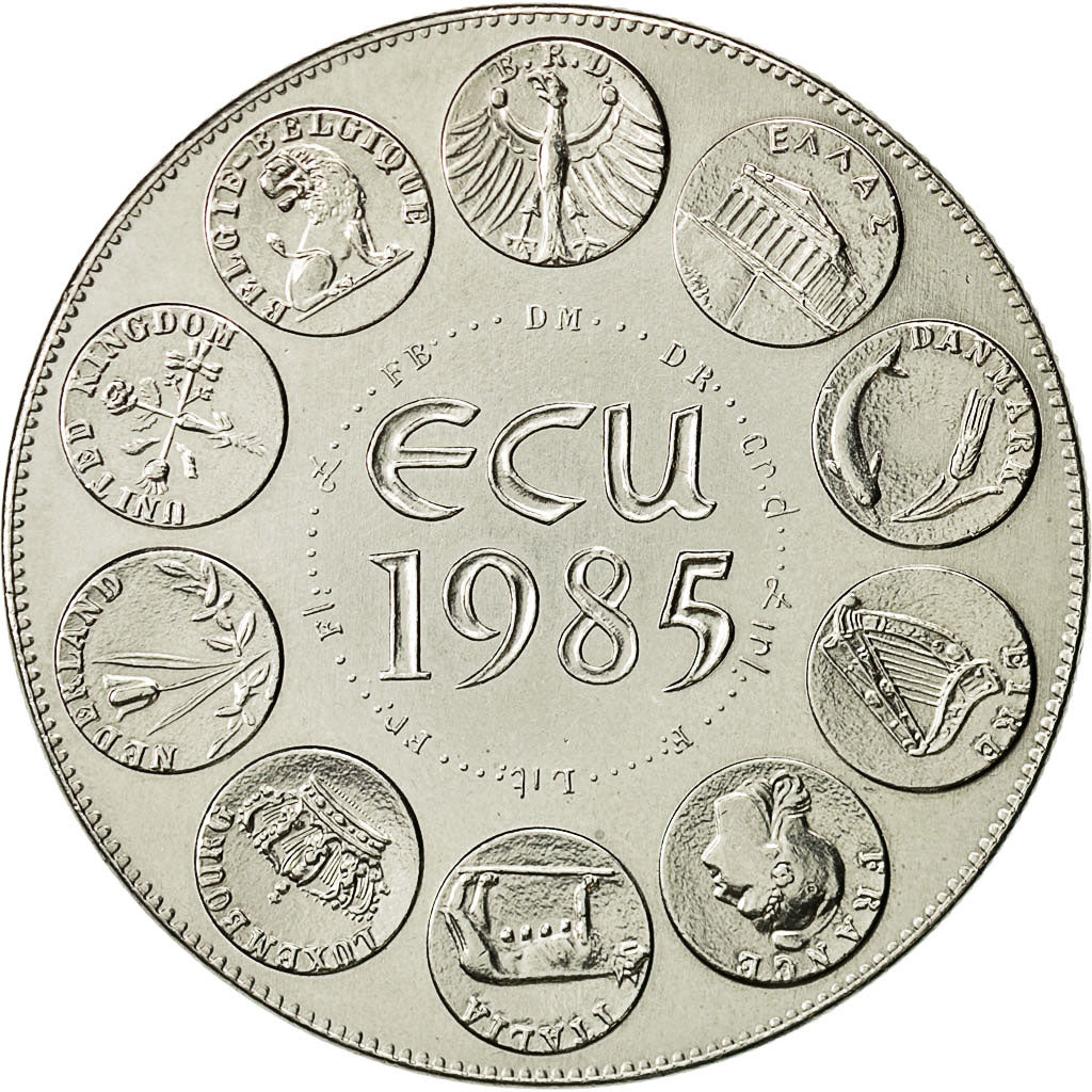 Francja, Medal, Ecu Europa, 1985, MS(63), Miedzionikiel