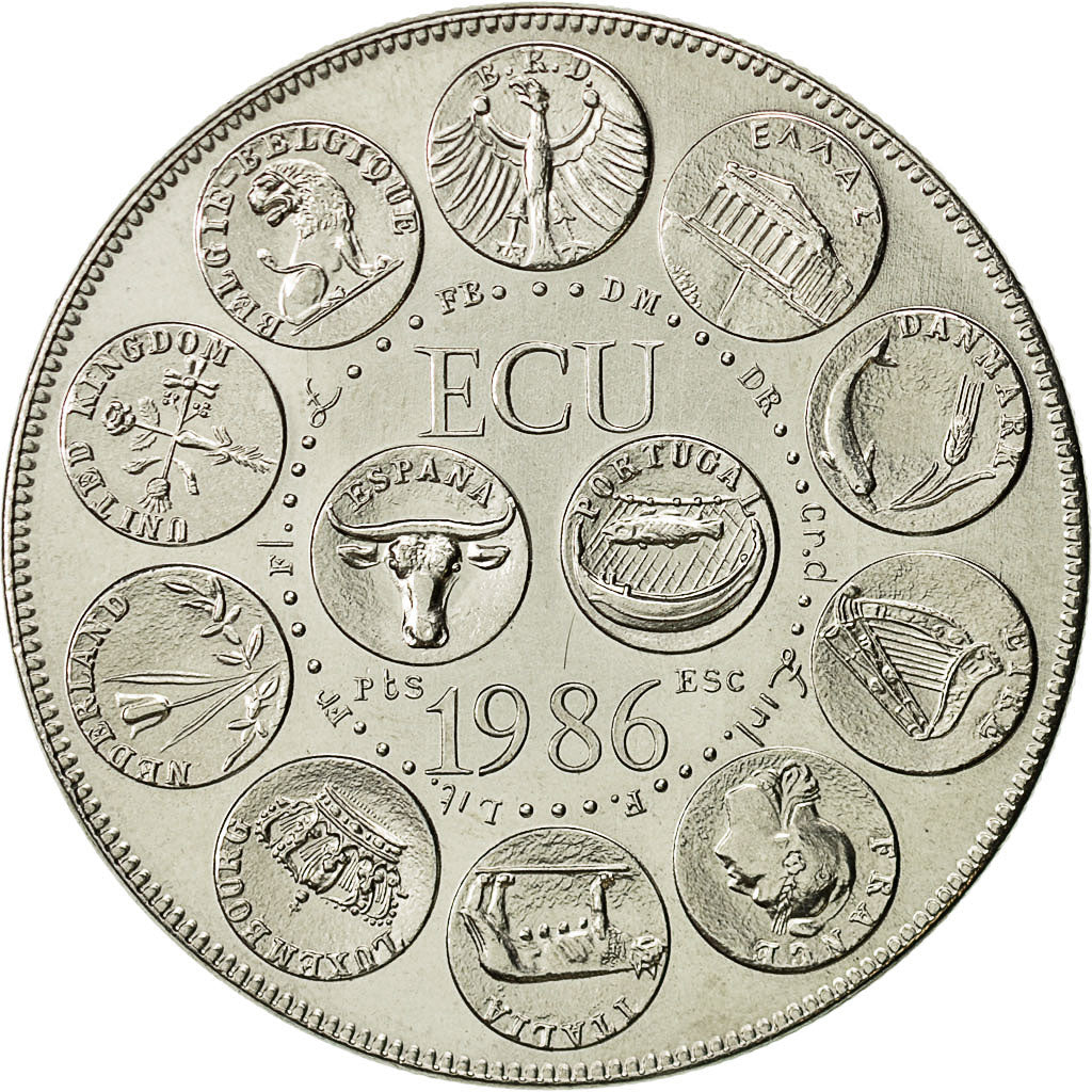 France, Medal, Ecu Europa, 1986, MS(63), Cupro-nickel