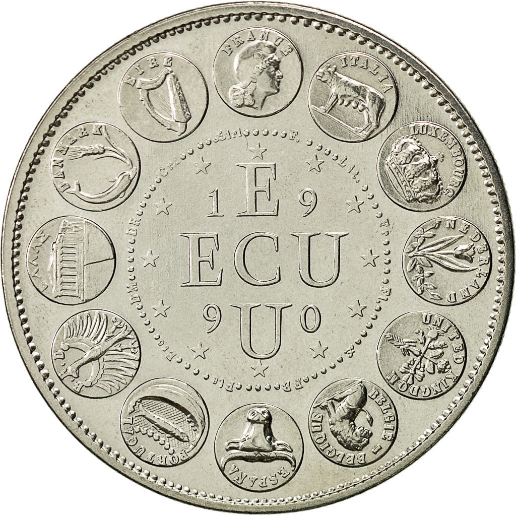 France, Medal, Ecu Europa, 1990, MS(63), Cupro-nickel