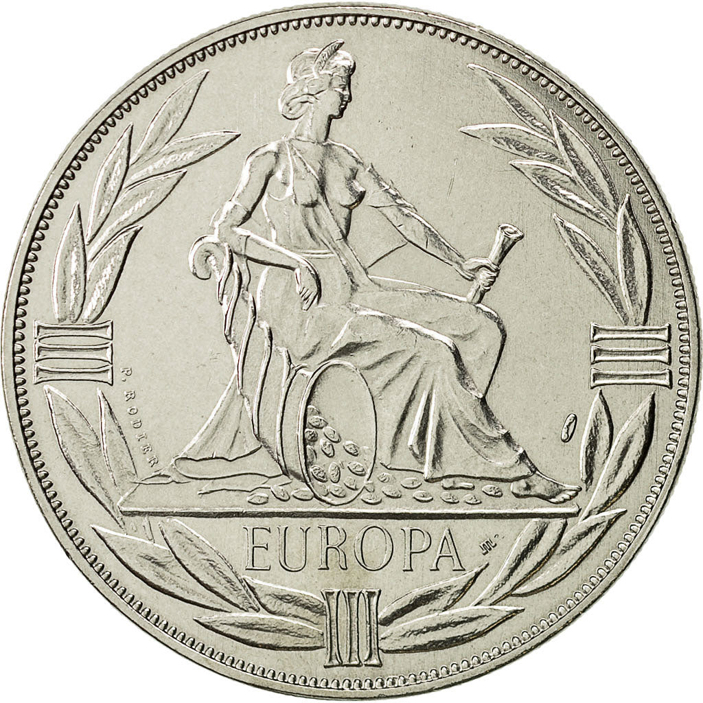 Francja, Medal, Ecu Europa, 1982, MS(63), Miedzionikiel
