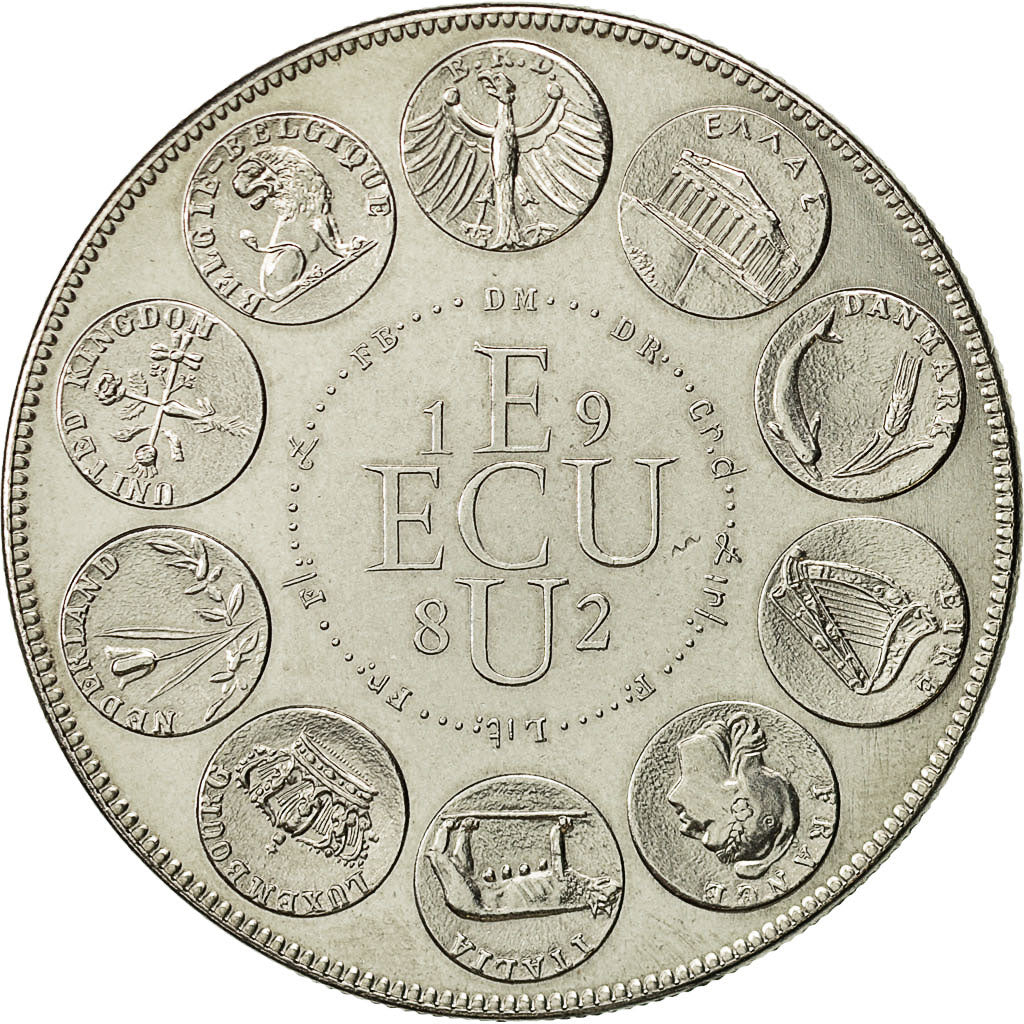 Francja, Medal, Ecu Europa, 1982, MS(63), Miedzionikiel