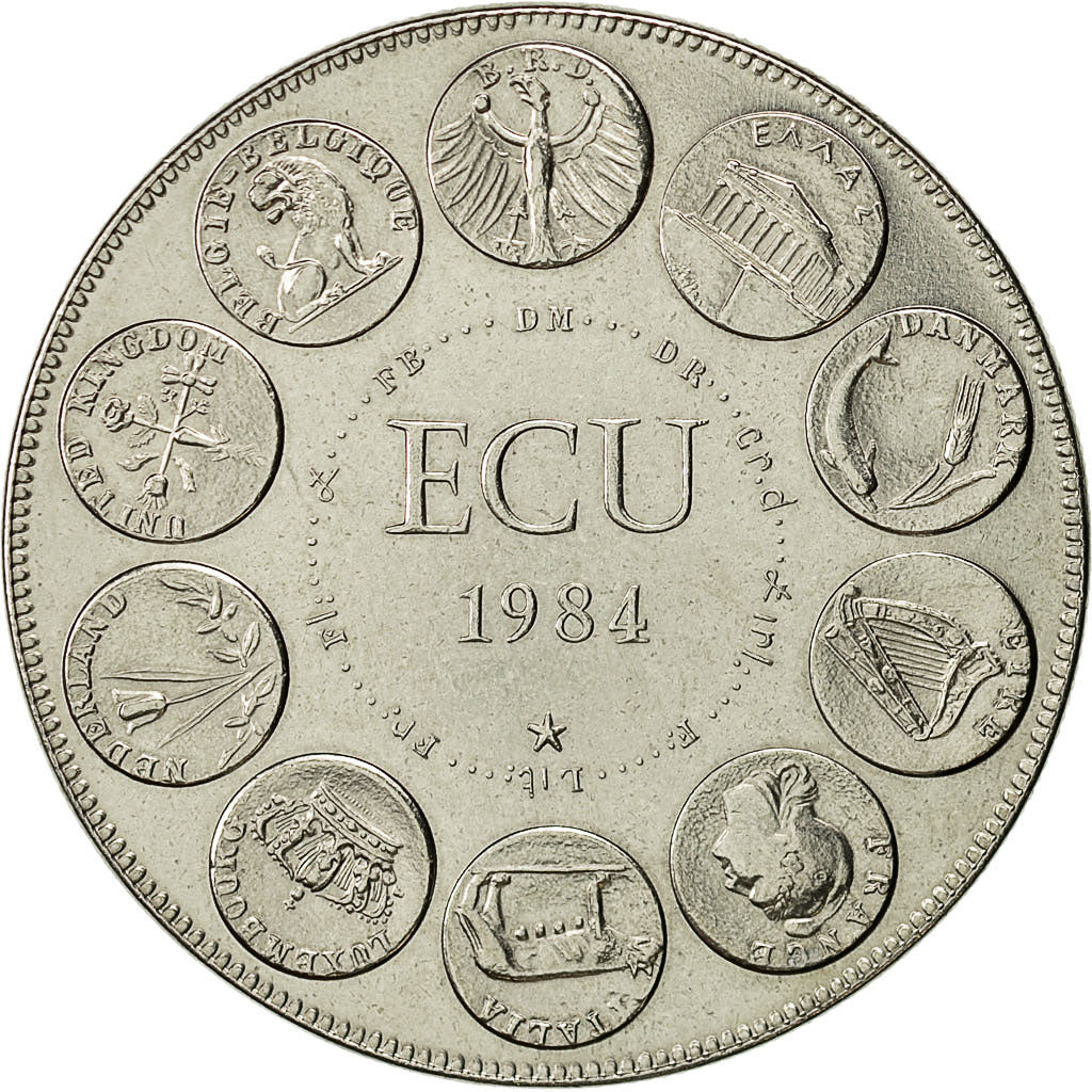 Francja, Medal, Ecu Europa, 1984, MS(63), Miedzionikiel