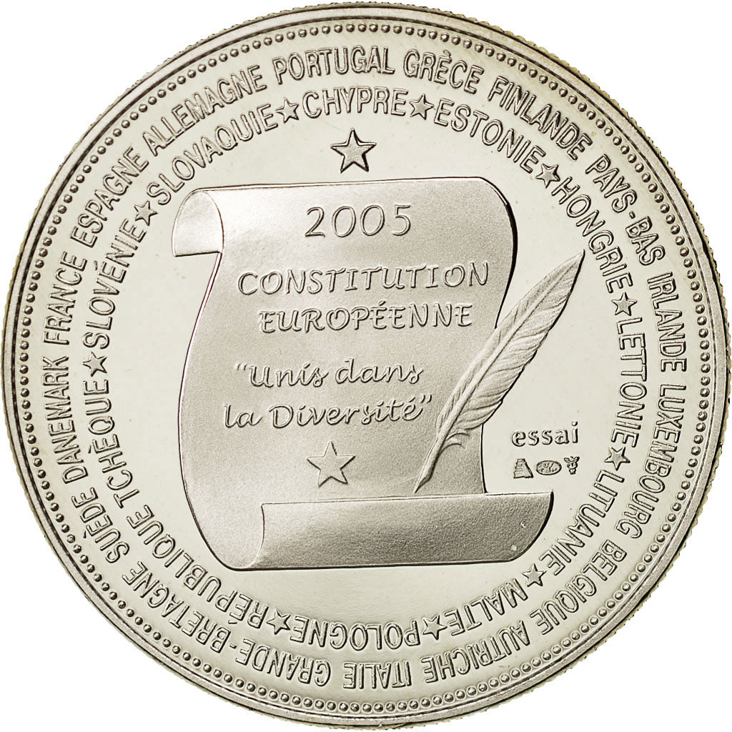 Francja, Medal, European Constitution, 2005, MS(63), Miedzionikiel