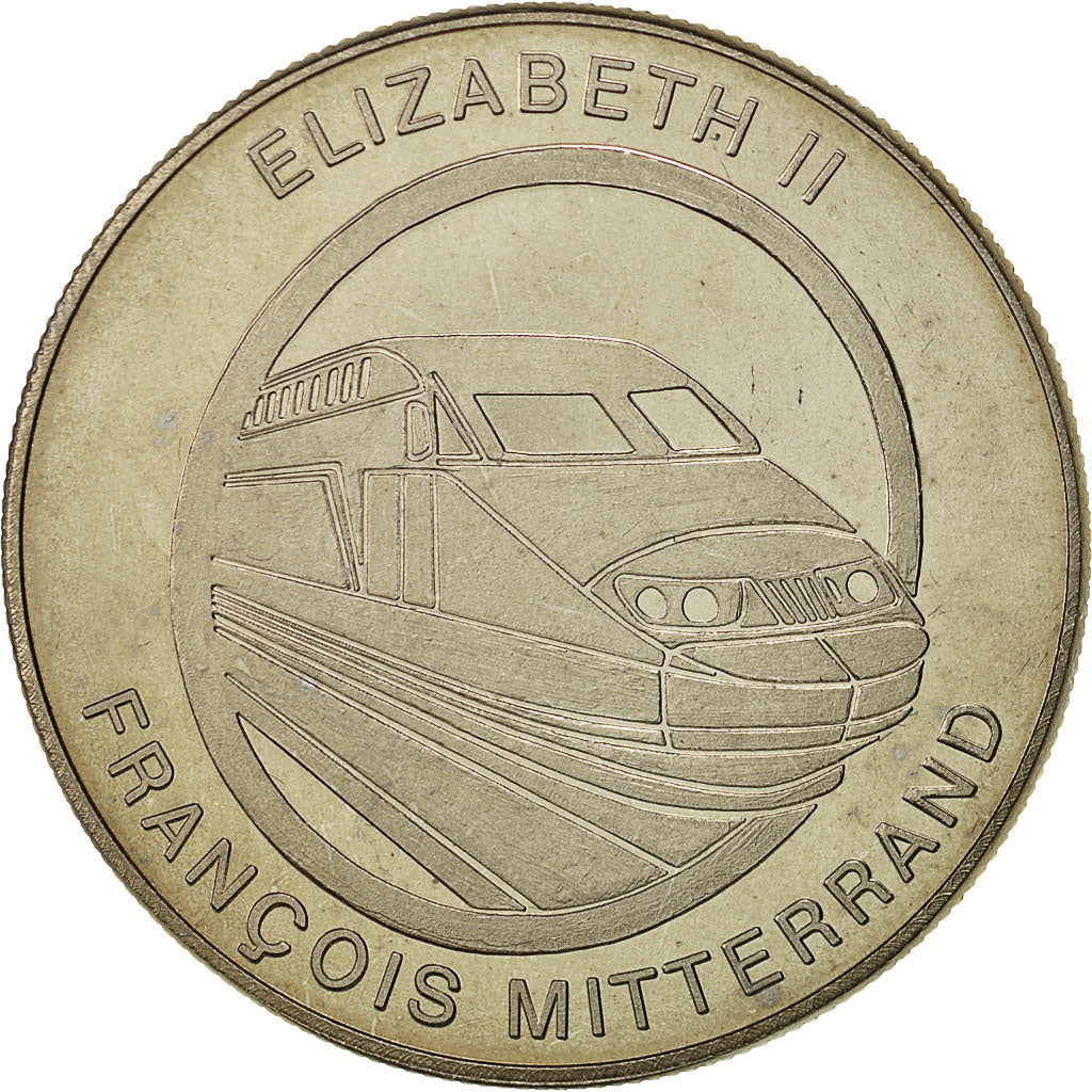 France, Medal, Tunnel sous la Manche - Elizabeth II, Mitterrand, 1994, Jimenez