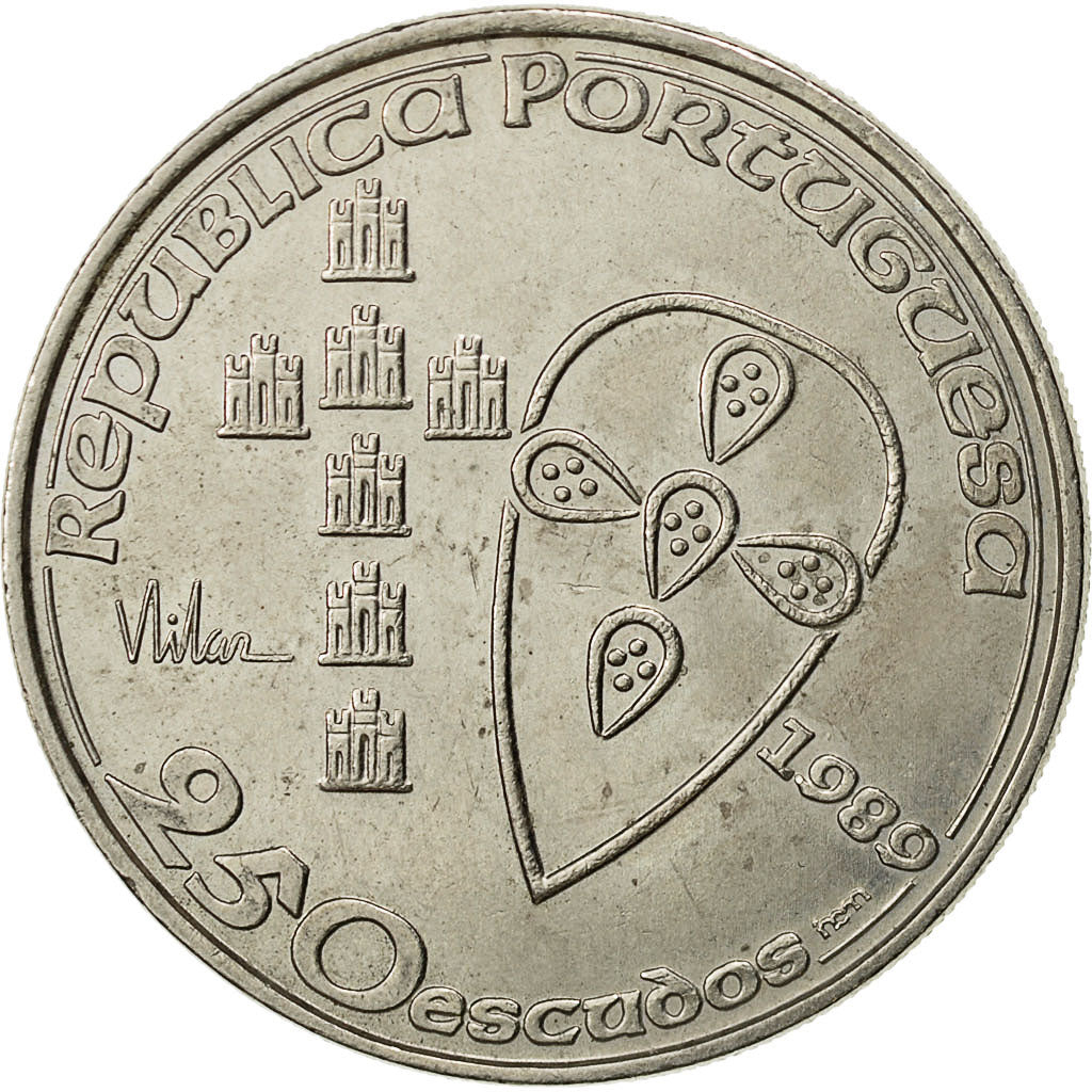 Portugal, 250 Escudos, 1989, EF(40-45), Copper-nickel, KM:650