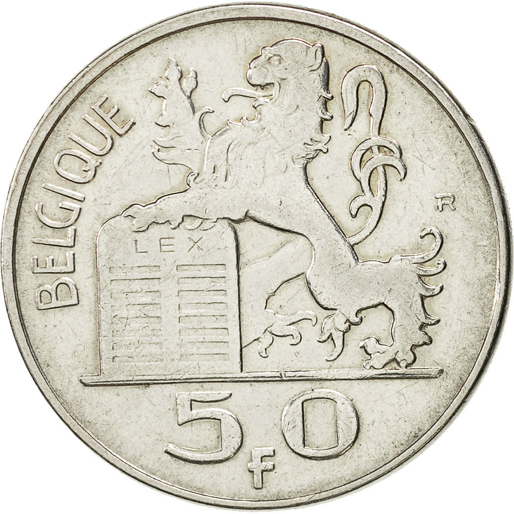 Belgio, 50 Francs, 50 Frank, 1949, BB+, Argento, KM:136.1