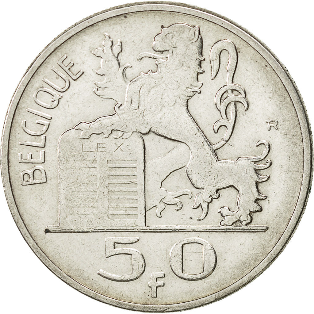Belgien, 50 Francs, 50 Frank, 1949, SS+, Silber, KM:136.1