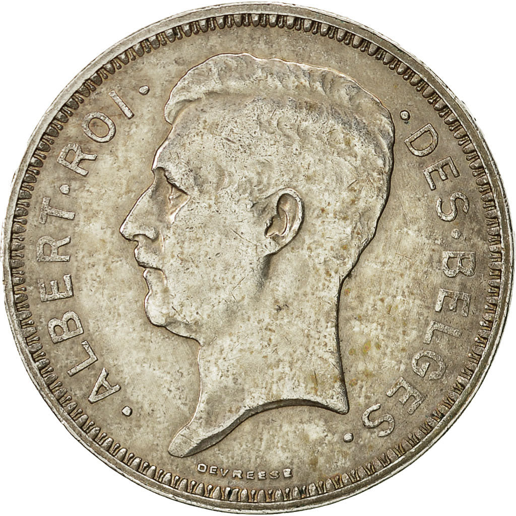 Belgium, 20 Francs, 20 Frank, 1934, AU(50-53), Silver, KM:103.1