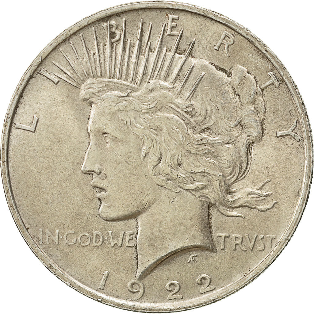 États-Unis, Peace Dollar, Dollar, 1922, U.S. Mint, Philadelphie, TTB+, Argent