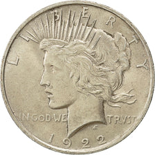 États-Unis, Peace Dollar, Dollar, 1922, U.S. Mint, Philadelphie, TTB+, Argent