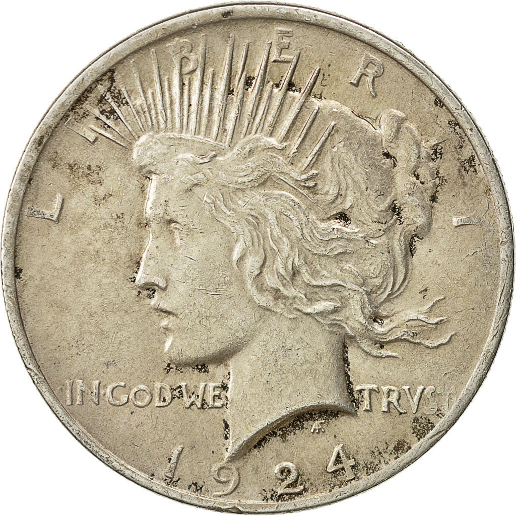 United States, Peace Dollar, Dollar, 1924, U.S. Mint, Philadelphia, AU(55-58)