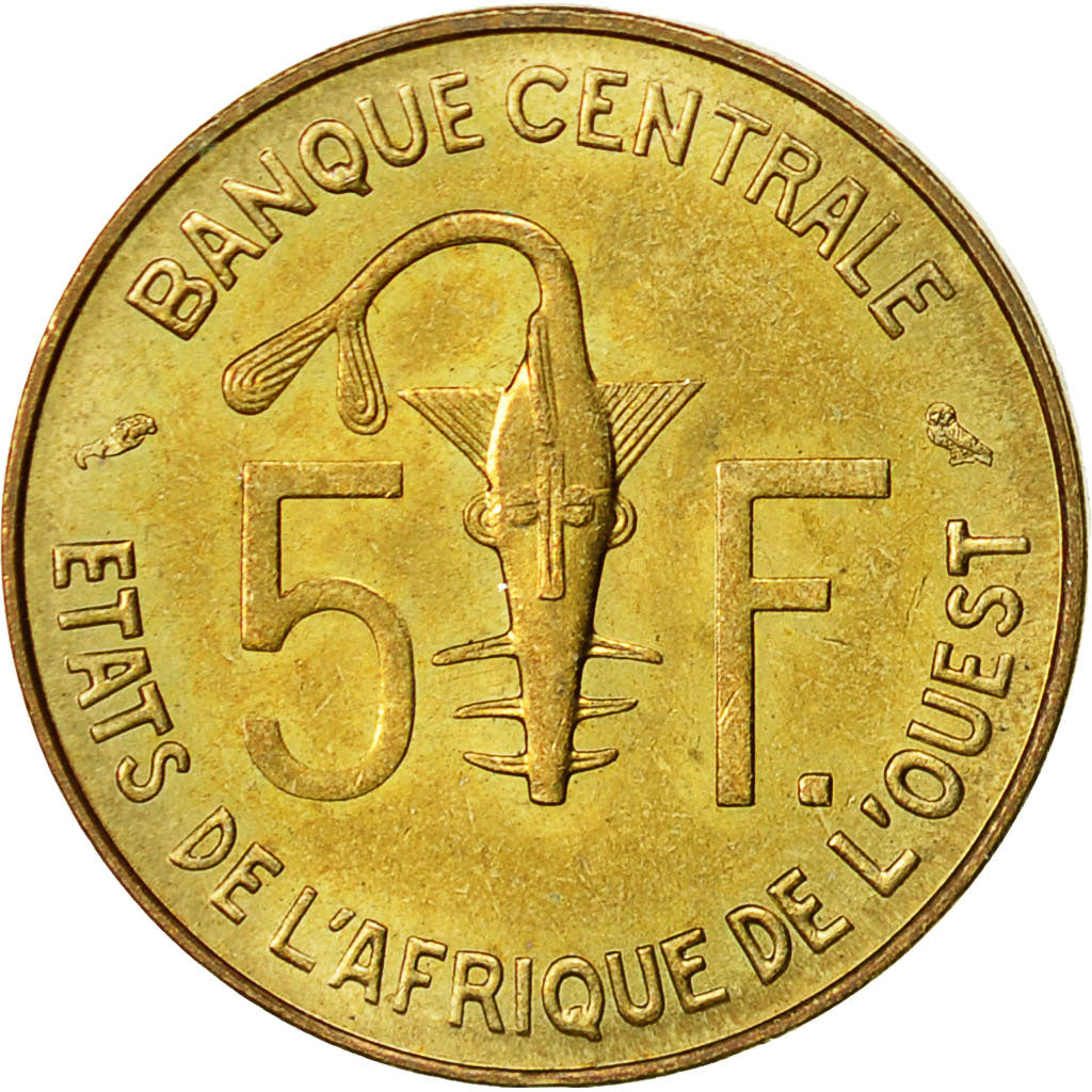 West African States, 5 Francs, 1972, AU(50-53), Aluminum-Nickel-Bronze, KM:2a