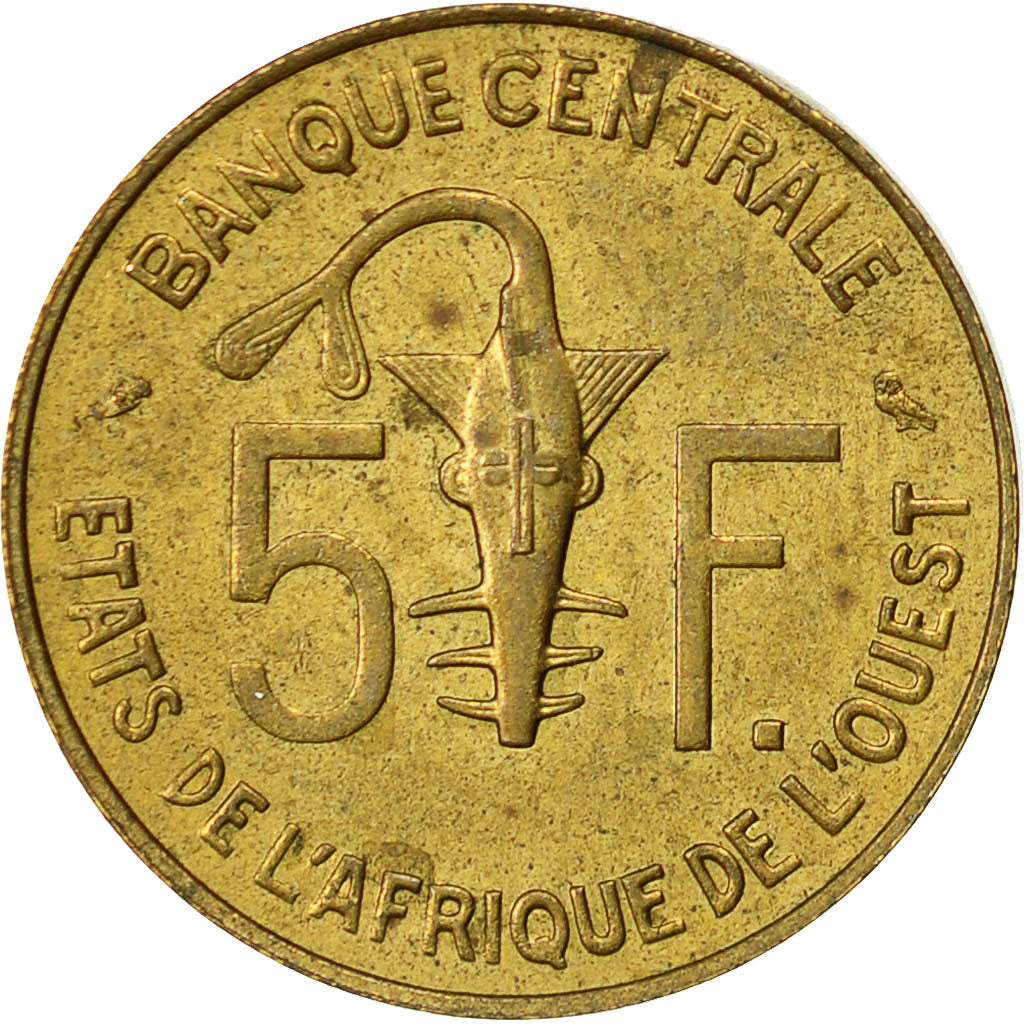 West African States, 5 Francs, 1960, EF(40-45), Aluminum-Bronze, KM:2