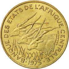 Central African States, 25 Francs, 1975, Paris, AU(55-58), Aluminum-Bronze