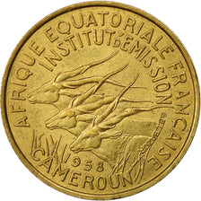 Camerún, 25 Francs, 1958, EBC, Aluminio - bronce, KM:12