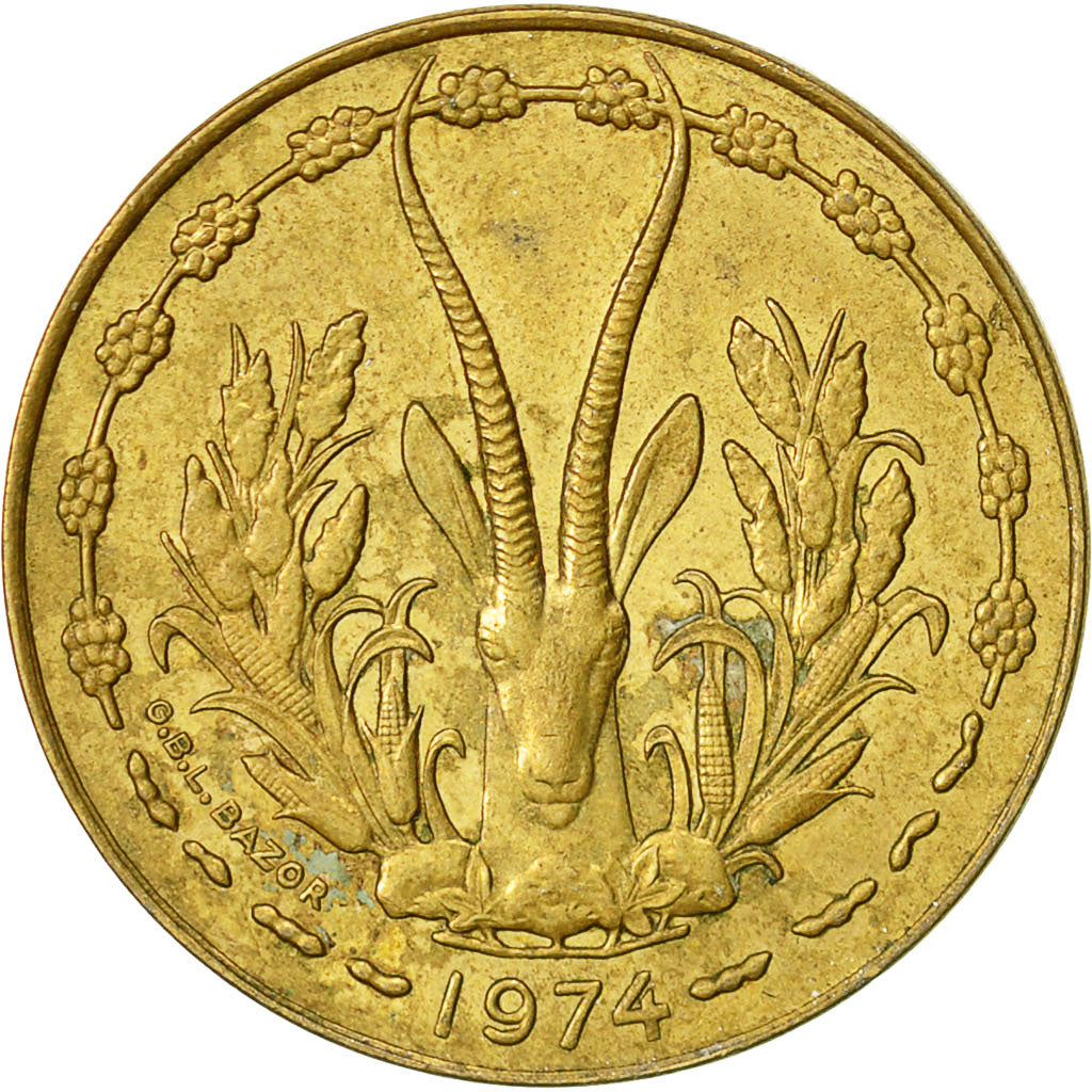 Munten, West Afrikaanse Staten, 10 Francs, 1974, ZF+, Aluminum-Nickel-Bronze