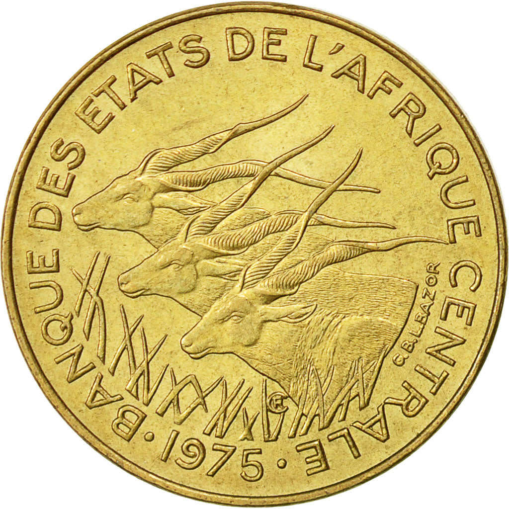 États de l'Afrique centrale, 5 Francs, 1975, Paris, TTB+, Aluminum-Bronze, KM:7