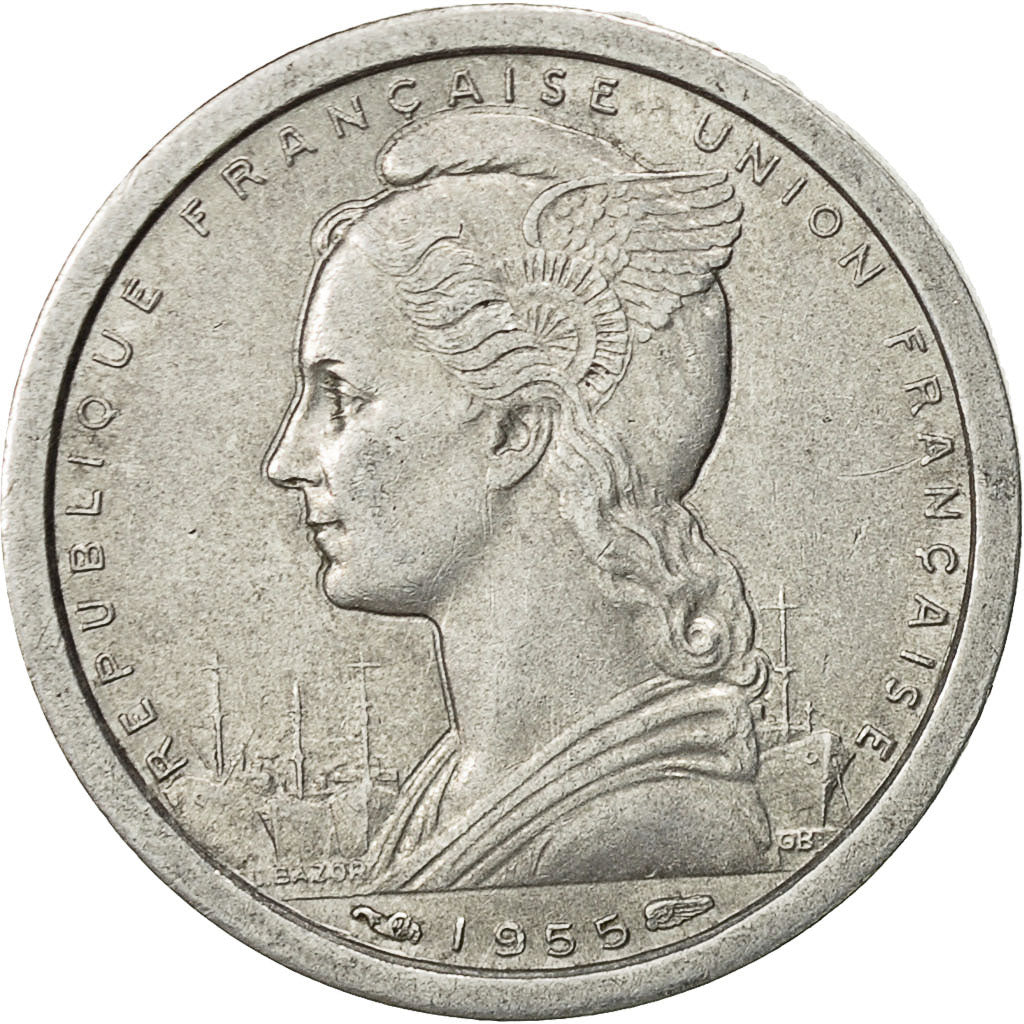 Moneta, Africa occidentale francese, Franc, 1955, BB+, Alluminio, KM:3