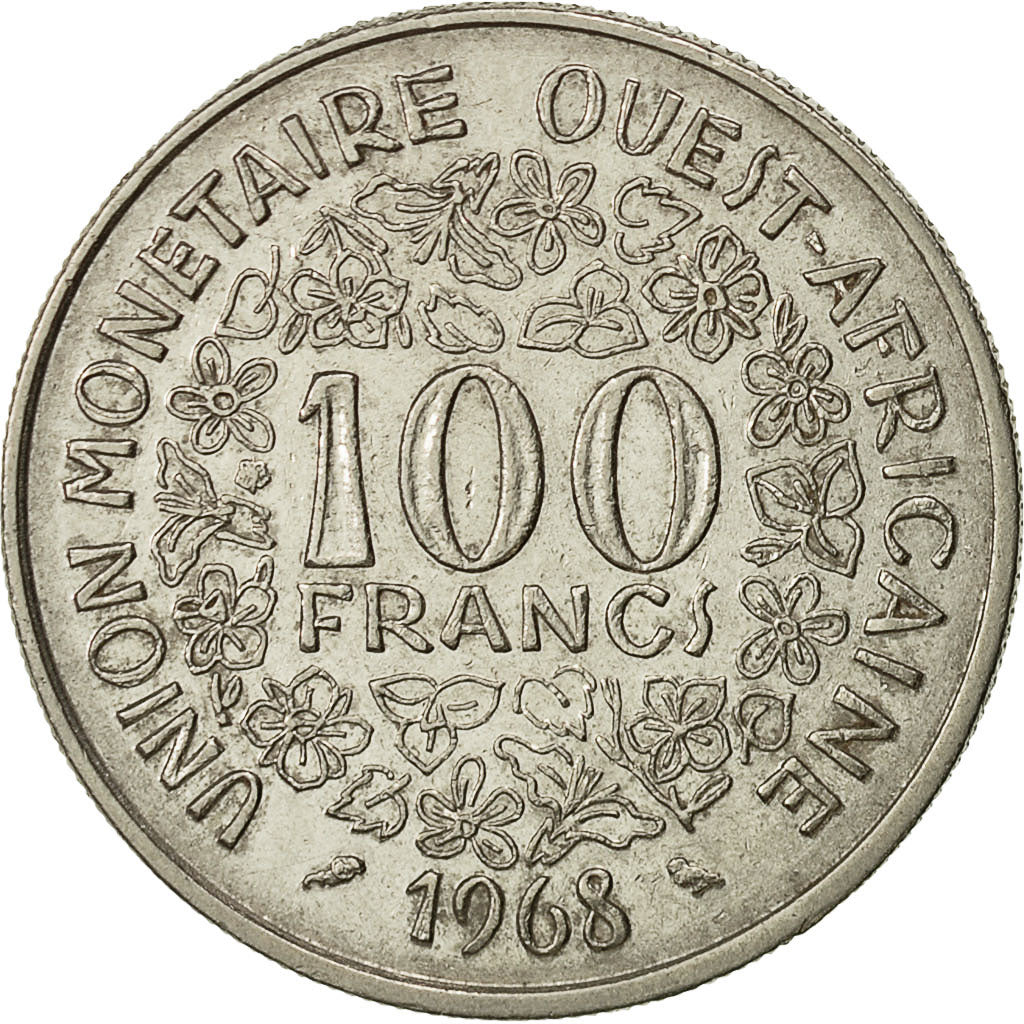 Coin, West African States, 100 Francs, 1968, EF(40-45), Nickel, KM:4