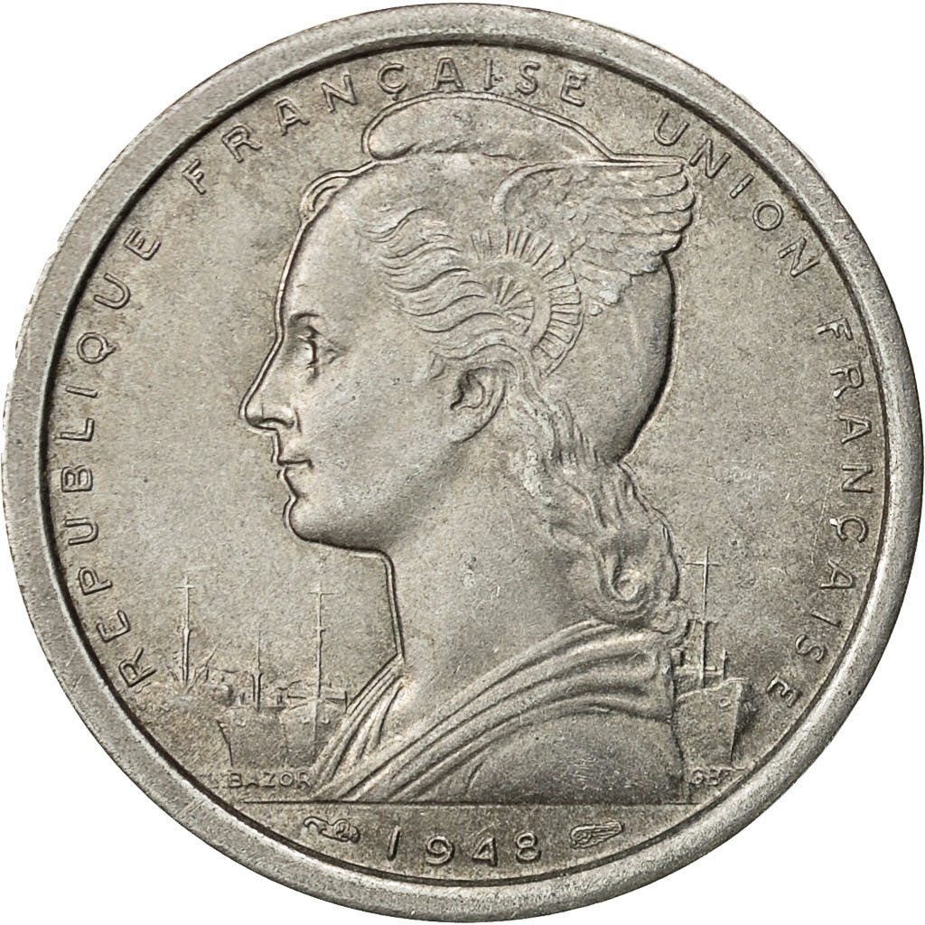 Französisch-Äquatorialafrika, 2 Francs, 1948, Paris, SS, Aluminium, KM:7